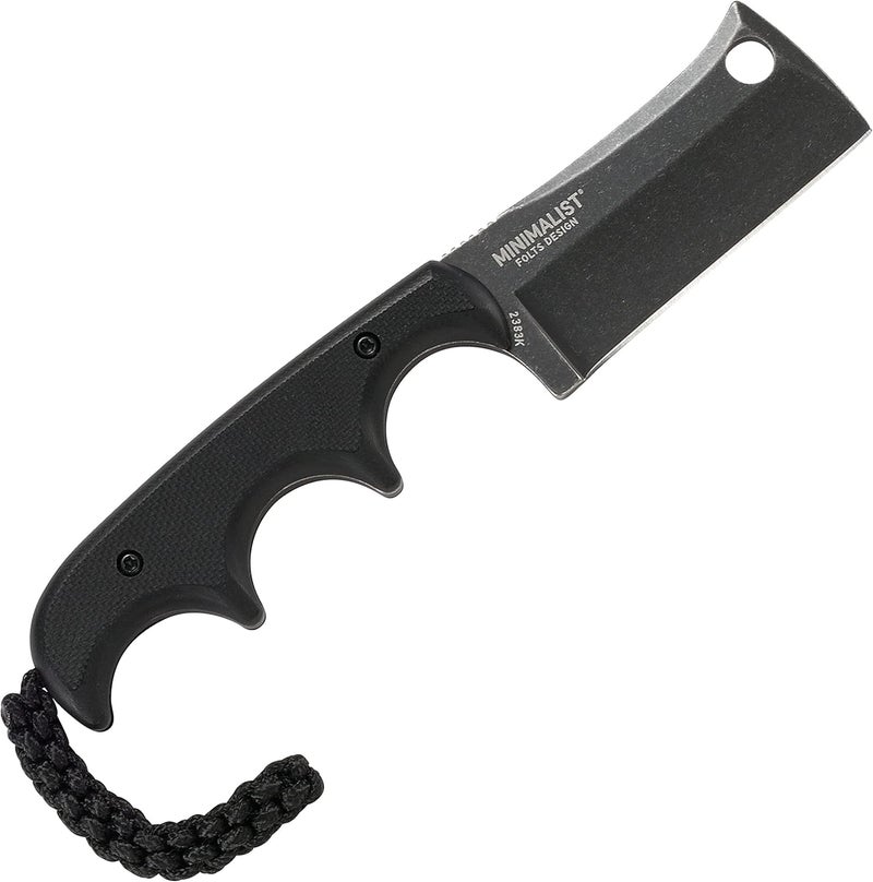CRKT Minimalist Cleaver Outdoor Survival Fixed Blade Knife with Sheath: Stainless Steel Plain Edge Blade, G10 Handle, 2383K - Image 2